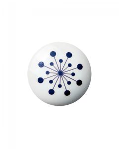 Bouton / Crochet en porcelaine Flower - Bleu - Anne Black