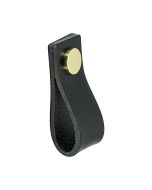 Poignée pour placard Loop - Cuir Noir / Laiton - Beslag Design