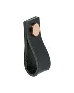 Poignée pour placard Loop - Cuir Noir / Cuivre- Beslag Design
