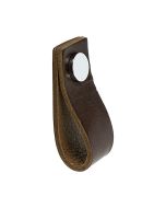 Poignée pour placard Loop - Cuir Marron / Chromé poli - Beslag Design