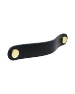 Poignée ronde Loop - Cuir noir / Laiton poli - Beslag Design