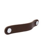 Poignée ronde Loop - Cuir marron / Chrome poli - Beslag Design