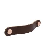 Poignée ronde Loop - Cuir marron / Cuivre poli - Beslag Design