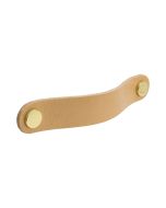 Bouton rond Loop - Cuir naturel / Laiton poli - Beslag Design