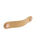 Bouton rond Loop - Cuir naturel / Cuivre poli - Beslag Design
