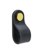 Bouton rond Loop - Cuir noir / Laiton poli - Beslag Design