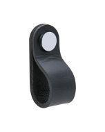 Bouton rond Loop - Cuir noir / Chrome poli - Beslag Design