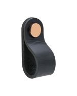 Bouton rond Loop - Cuir noir / Cuivre poli - Beslag Design