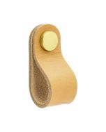 Bouton rond Loop - Cuir naturel / Laiton poli - Beslag Design
