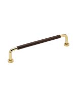 Poignée Lounge - Laiton poli / Cuir marron - 160 mm - Furnipart